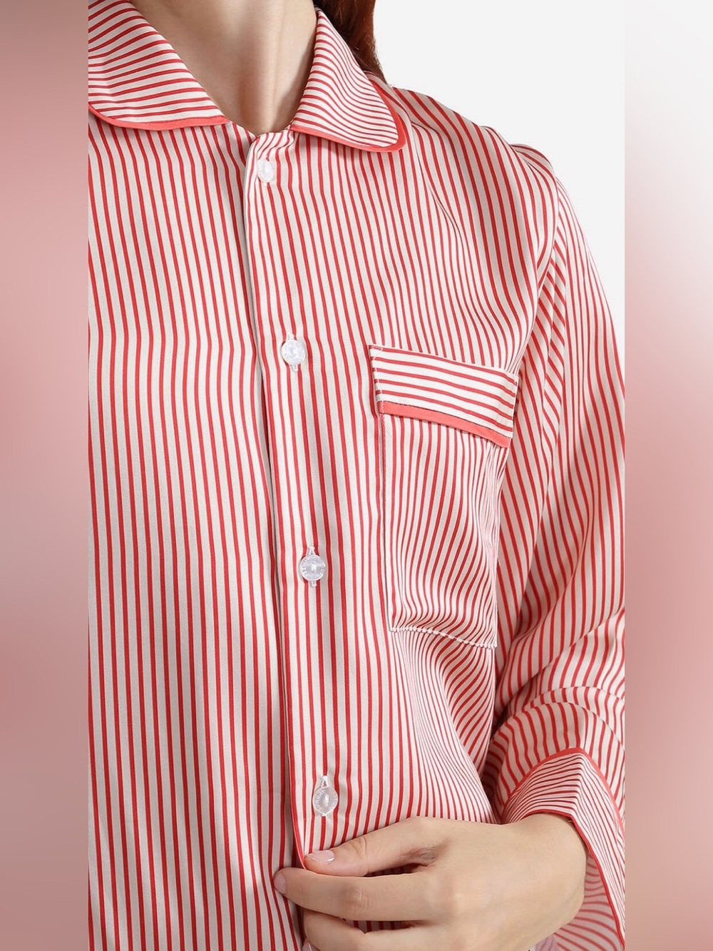Sunday Citizen Women’s Red & White Striped Tencel Pajama Set Small NWOT